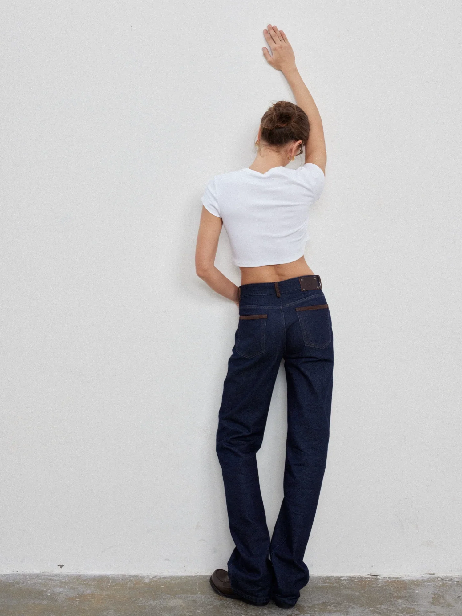 Suede-Trim Straight Jeans - Image 5