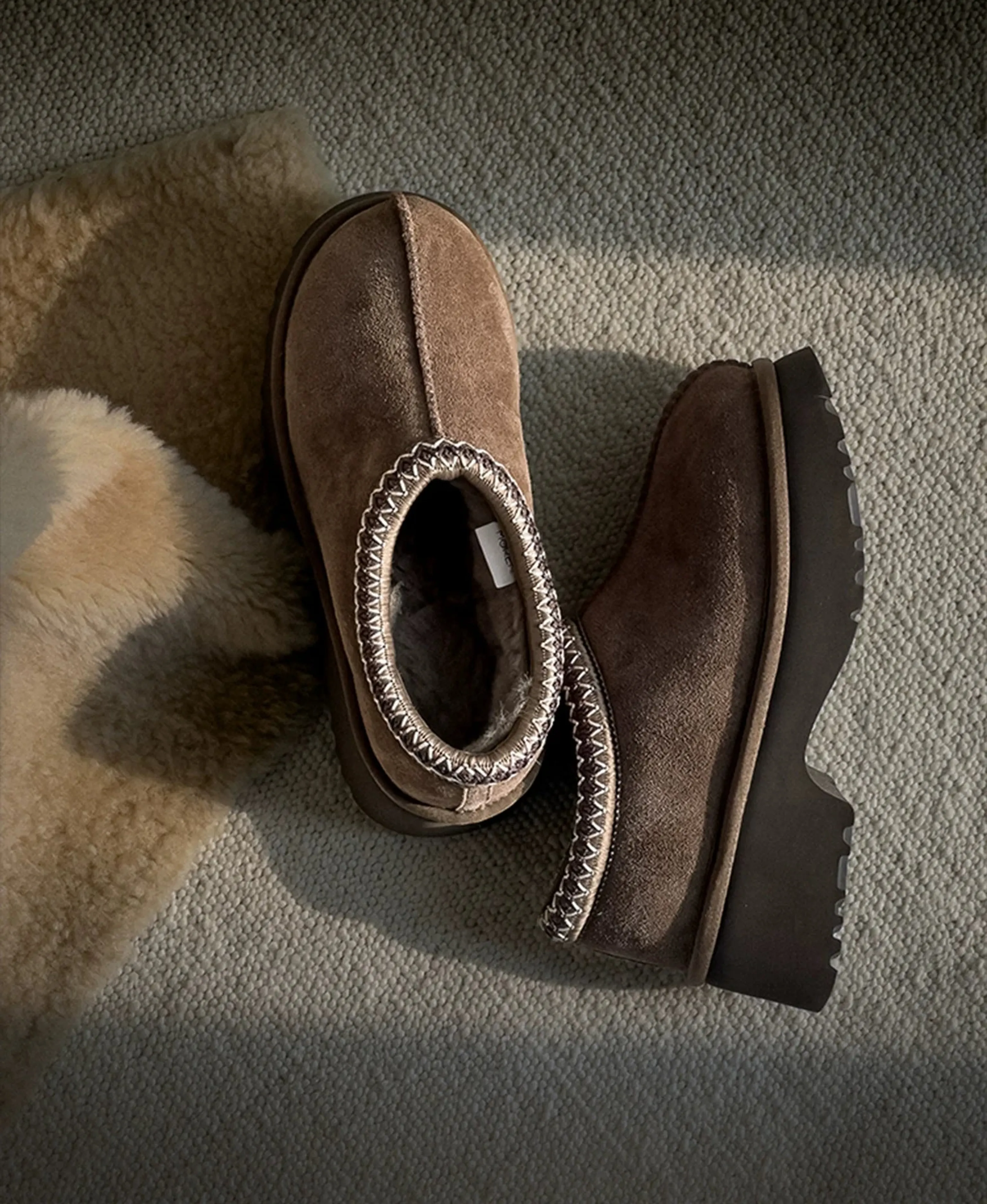 Suede Wool-Lined Platform Clogs - Image 5