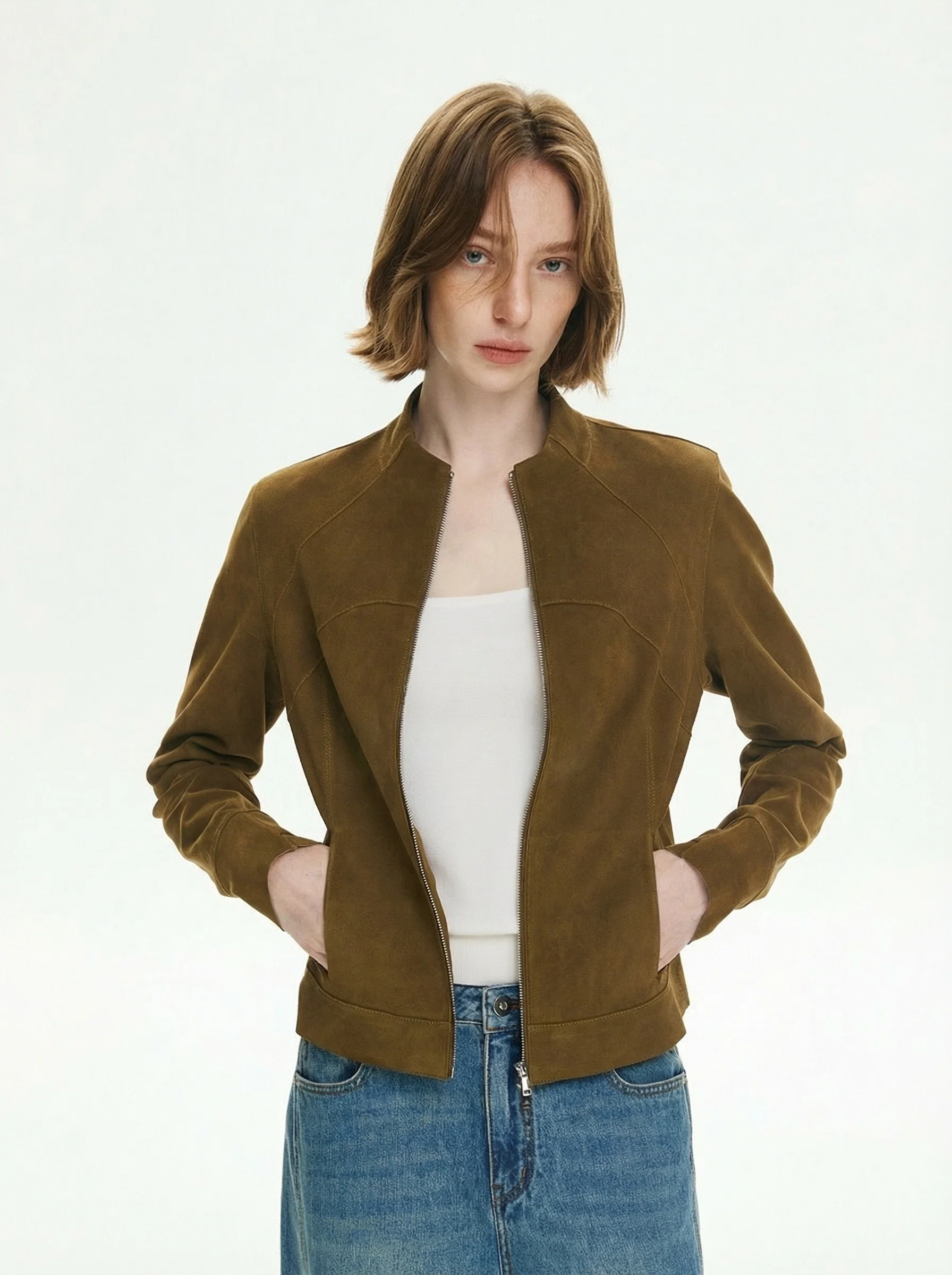 Suede Zip Jacket - Image 4