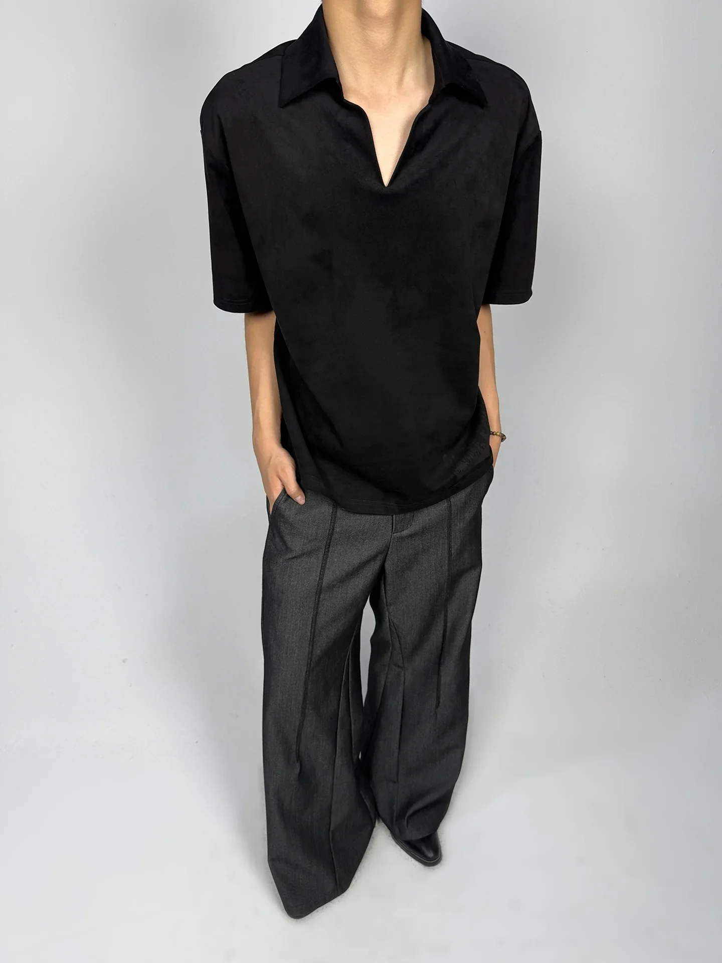 Sueded V-Notch Popover Shirt - Image 2