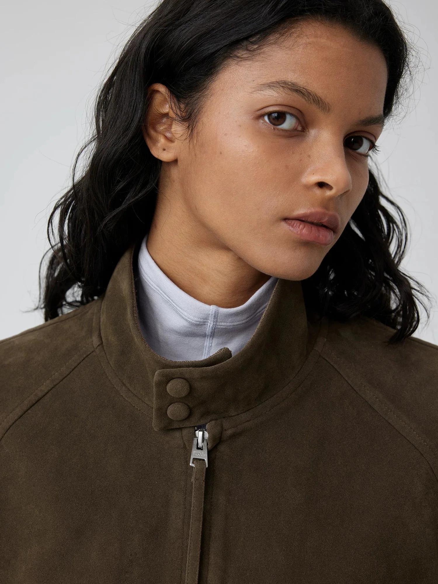 Suedette Stand-Collar Harrington Jacket - Image 5