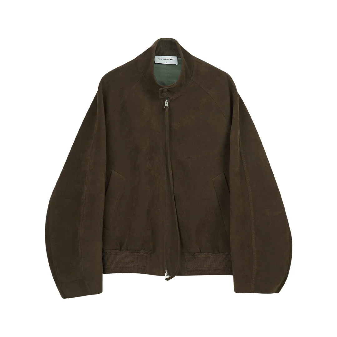 Suedette Stand-Collar Harrington Jacket - Image 6