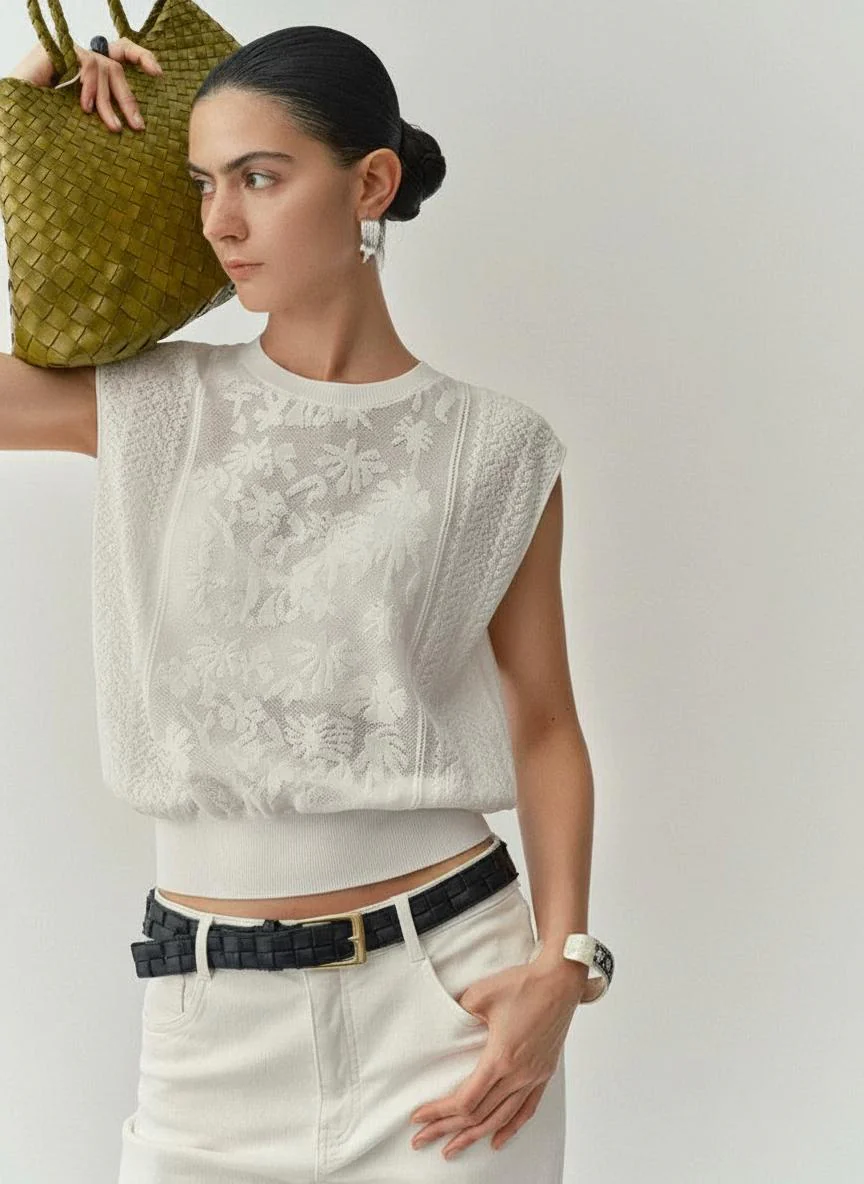 Summer Flowers Silk Jacquard Vest - Image 2