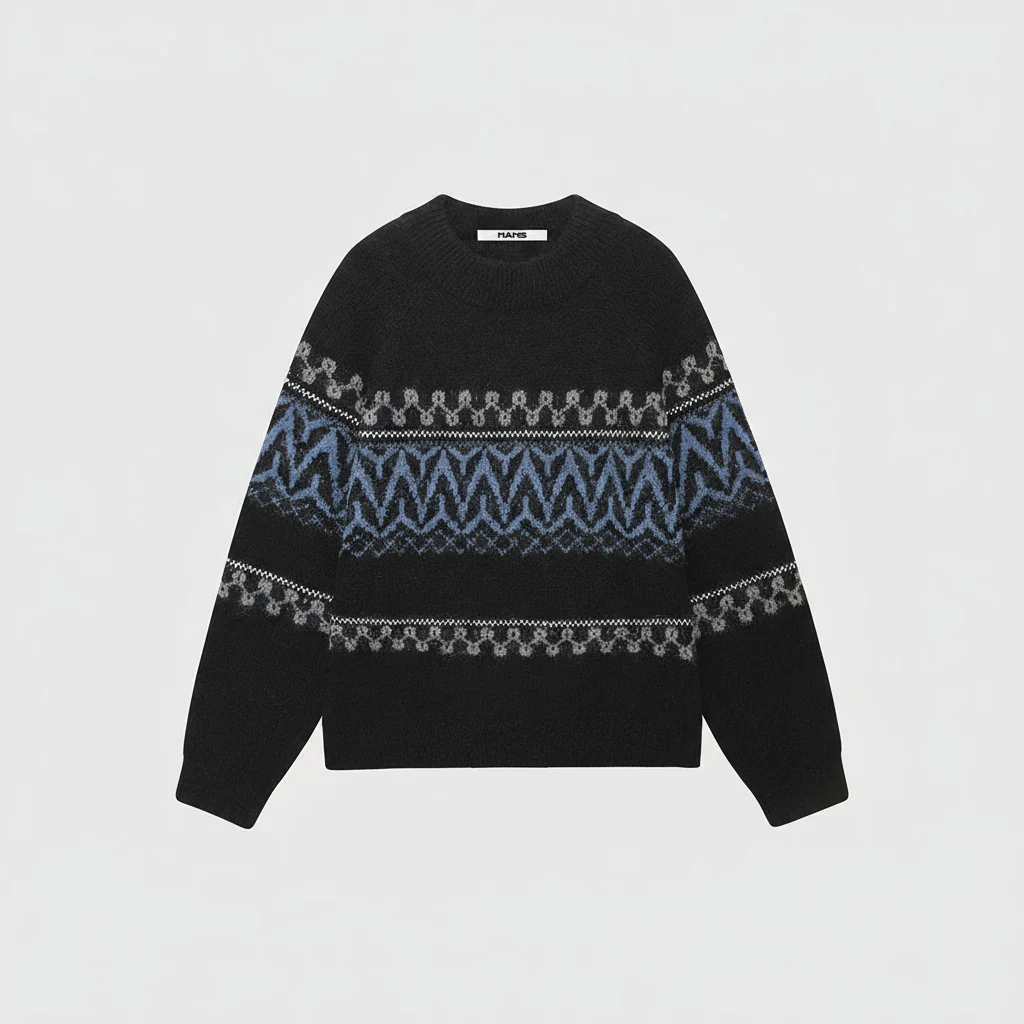 Superfine Alpaca Fair Isle Raglan Crewneck Sweater - Image 7