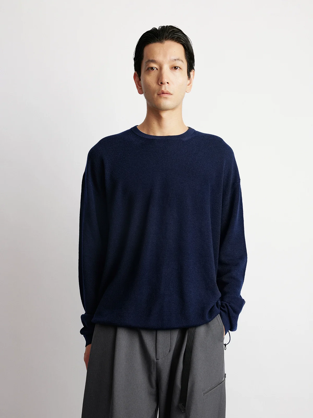 Superfine Merino Blend Drawcord Crewneck - Image 2