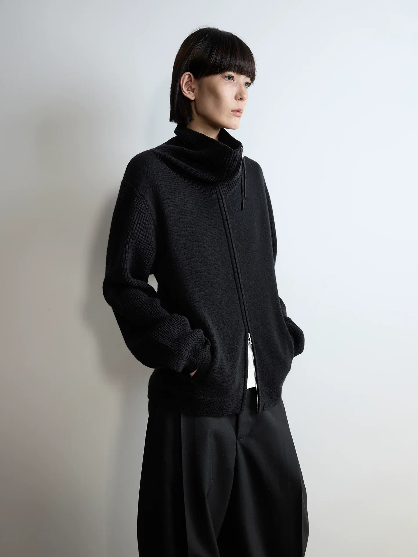 Superfine Merino Funnel Zip Cardigan - Image 2