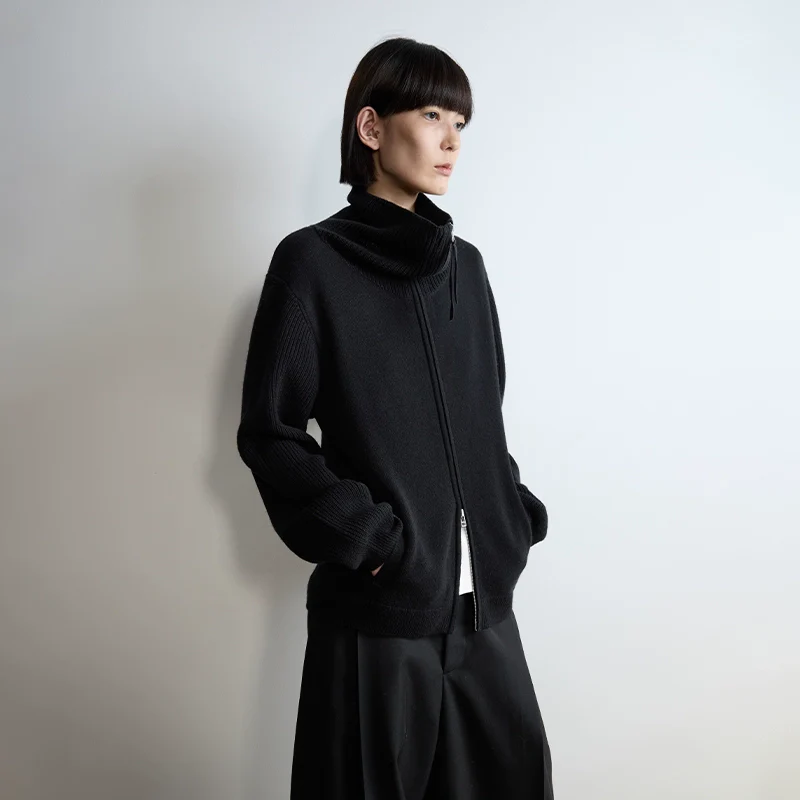Superfine Merino Funnel Zip Cardigan - Image 5