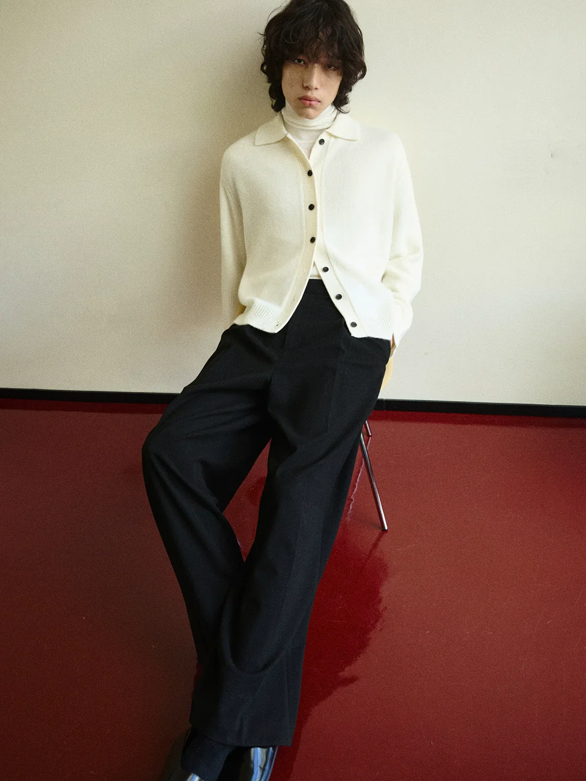 Superfine Wool-Cashmere Collared Cardigan - Image 5