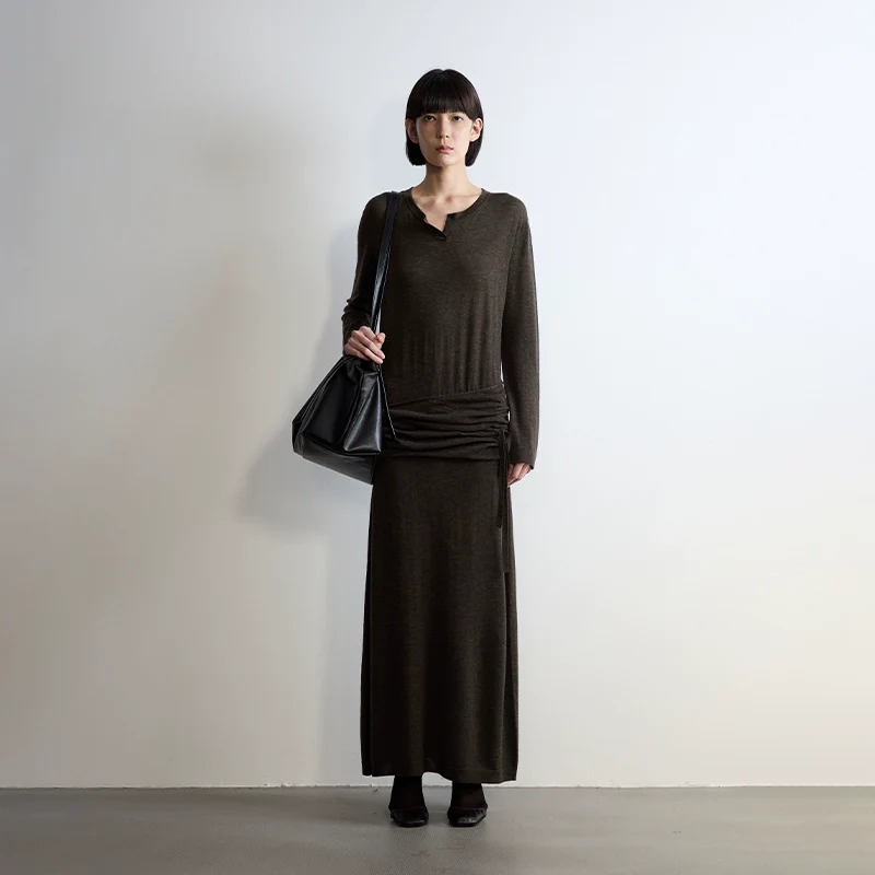 Superfine Wool Tie-Waist Maxi Dress - Image 2