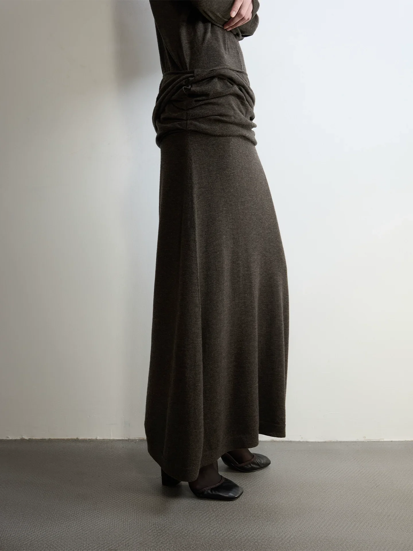 Superfine Wool Tie-Waist Maxi Dress - Image 4