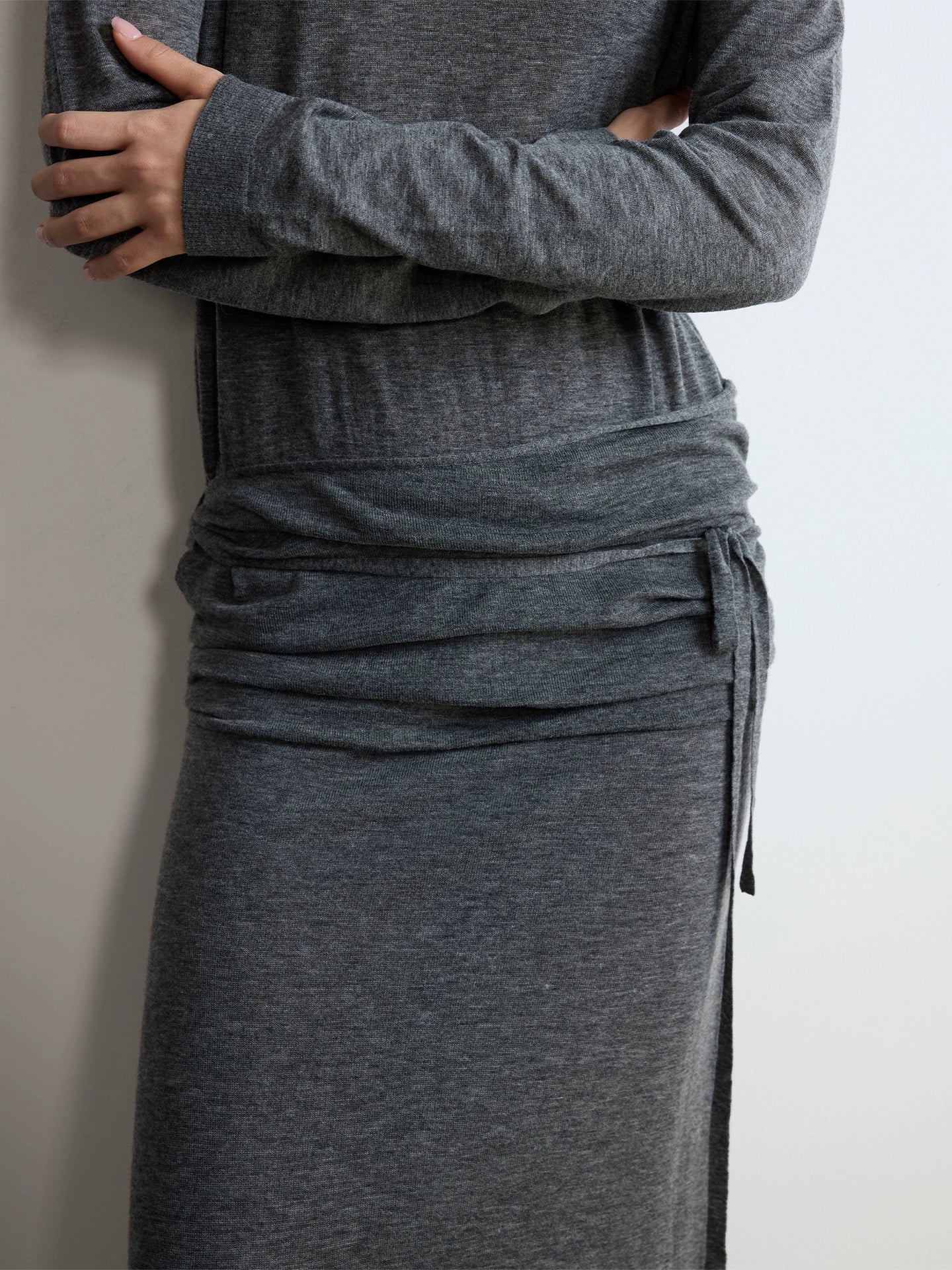 Superfine Wool Tie-Waist Maxi Dress - Image 5