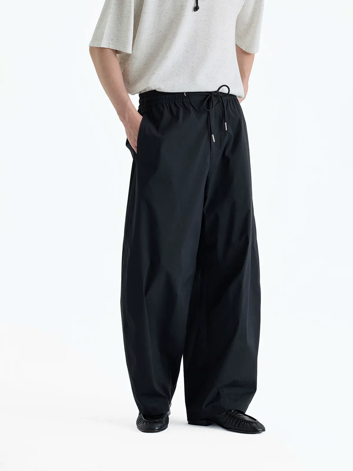 Supima Cotton-Nylon Curved Drawstring Trousers - Image 4