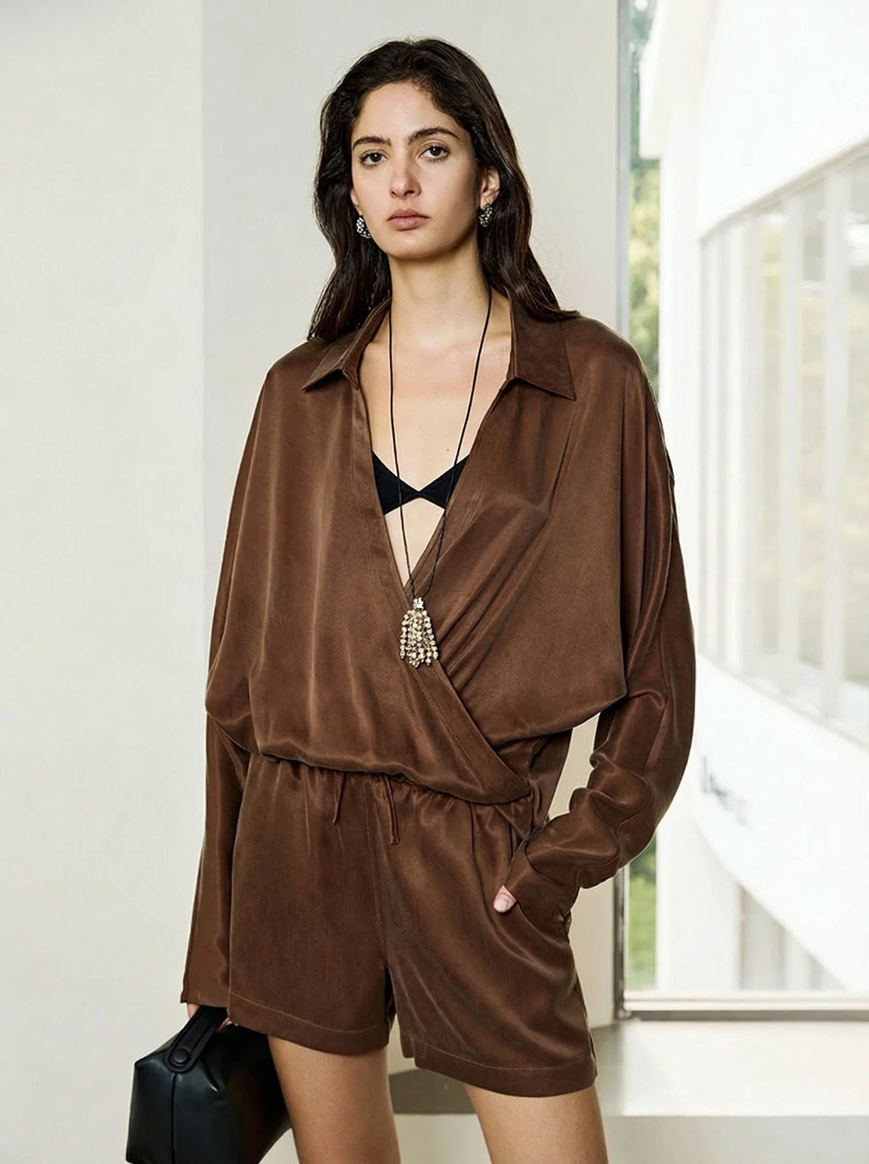 Surplice Shirt Romper