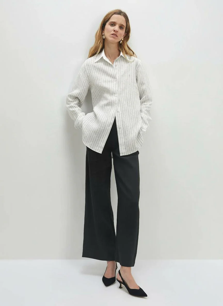 Sylvie Linen Stripe Shirt - Image 2
