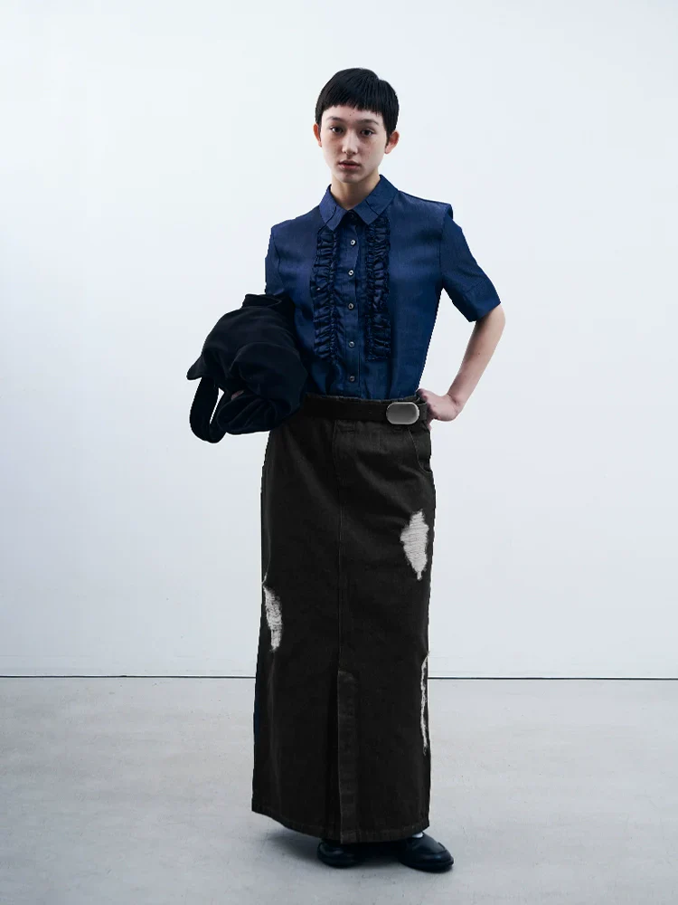 Symmetric Lace Denim Shirt