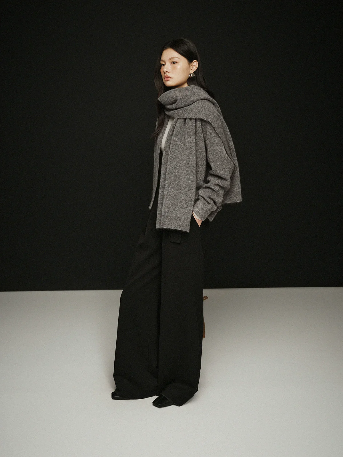 Symmetrical Pleated Wide-Leg Trousers - Image 2