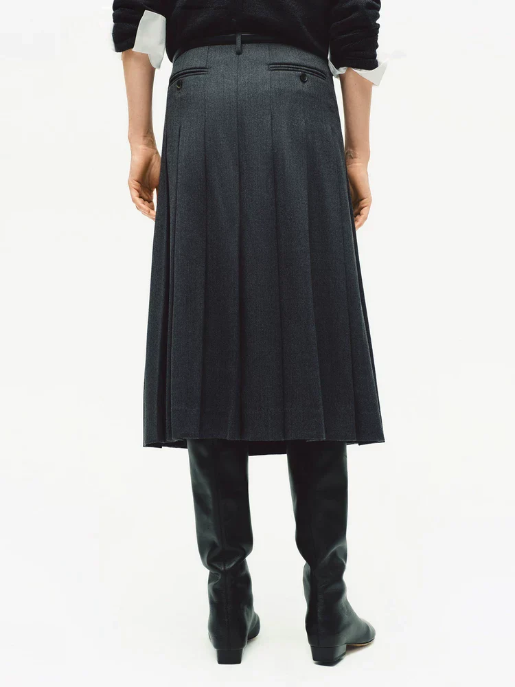 Tailored Pleated Midi Skirt - Image 2