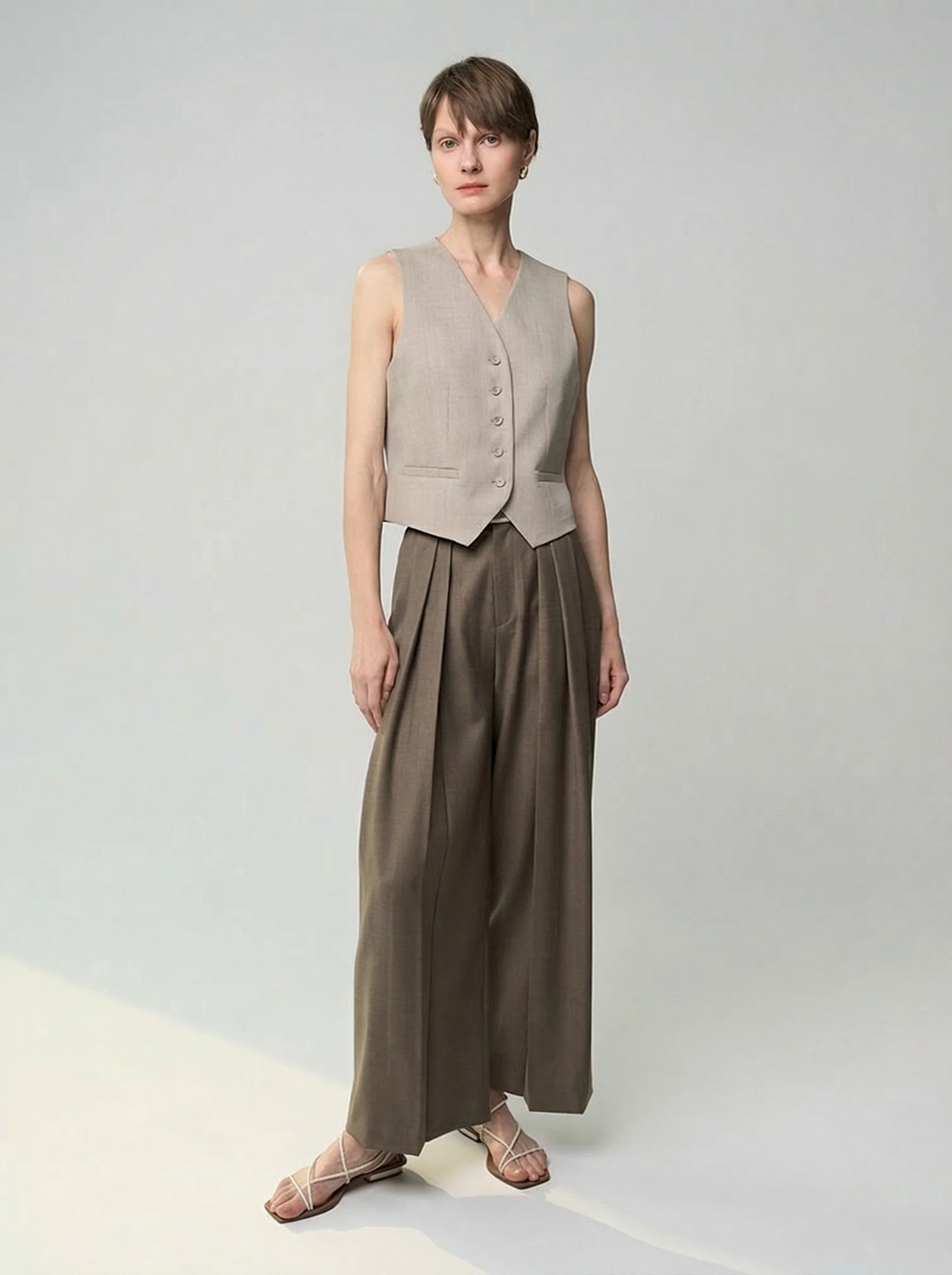 Tailored Wool V-Neck Vest - Image 6