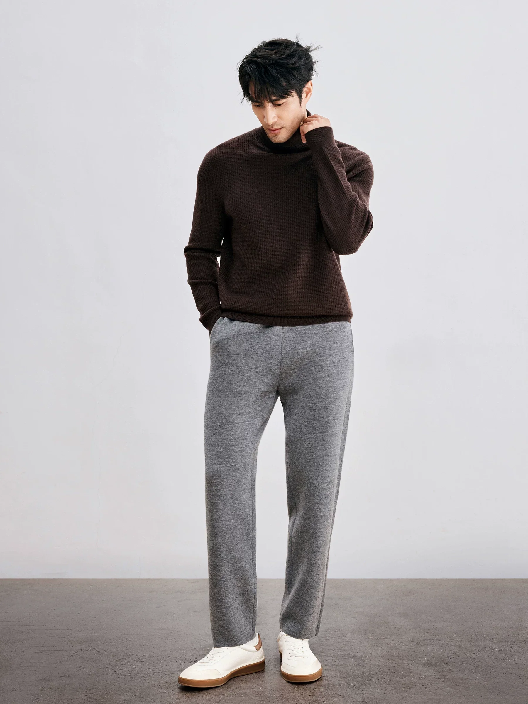 Tasmanian Wool Knit Straight-Leg Pants