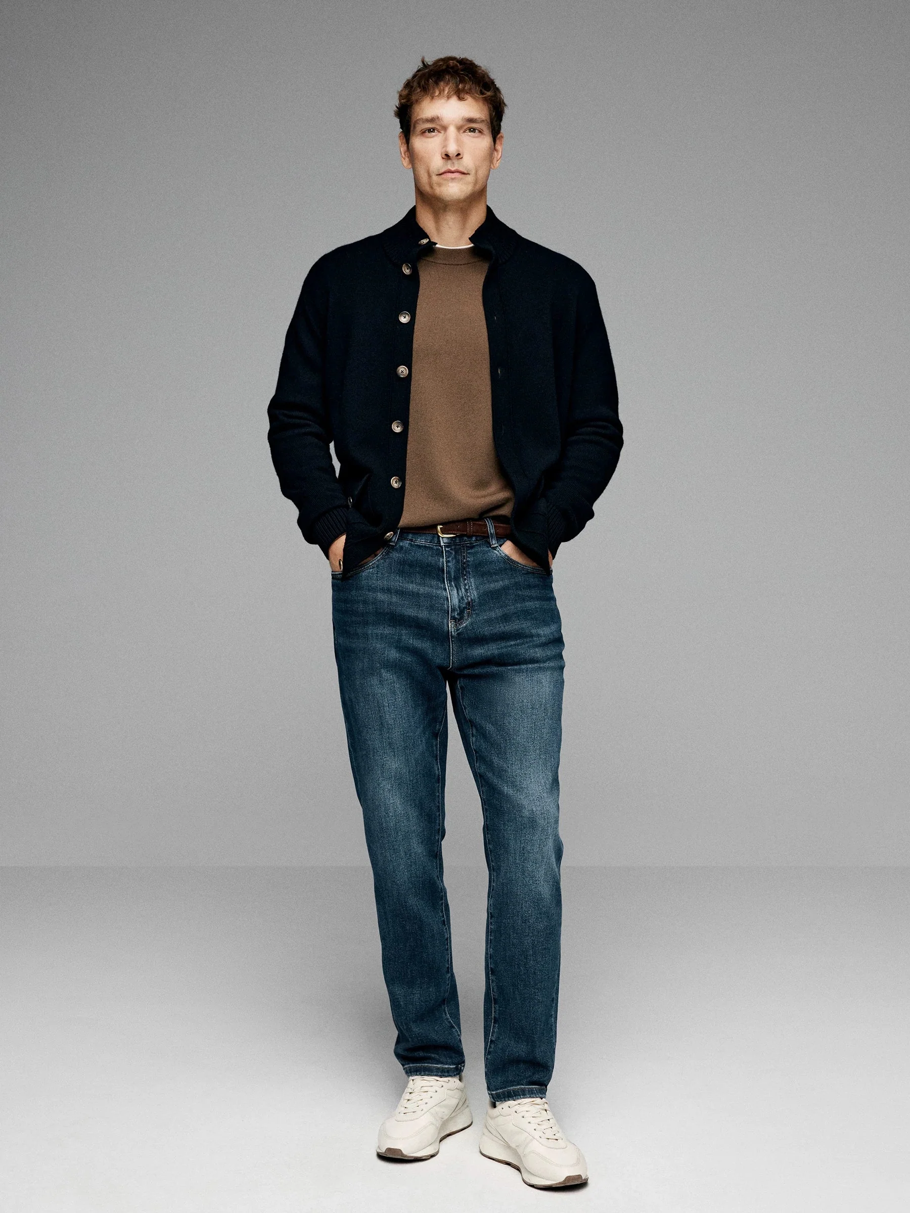 Tasmanian Wool Stand-Collar Knit Cardigan - Image 3