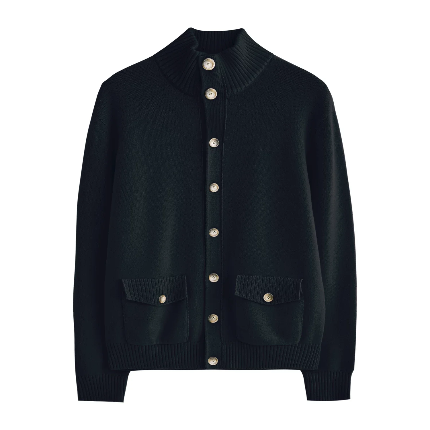 Tasmanian Wool Stand-Collar Knit Cardigan - Image 5
