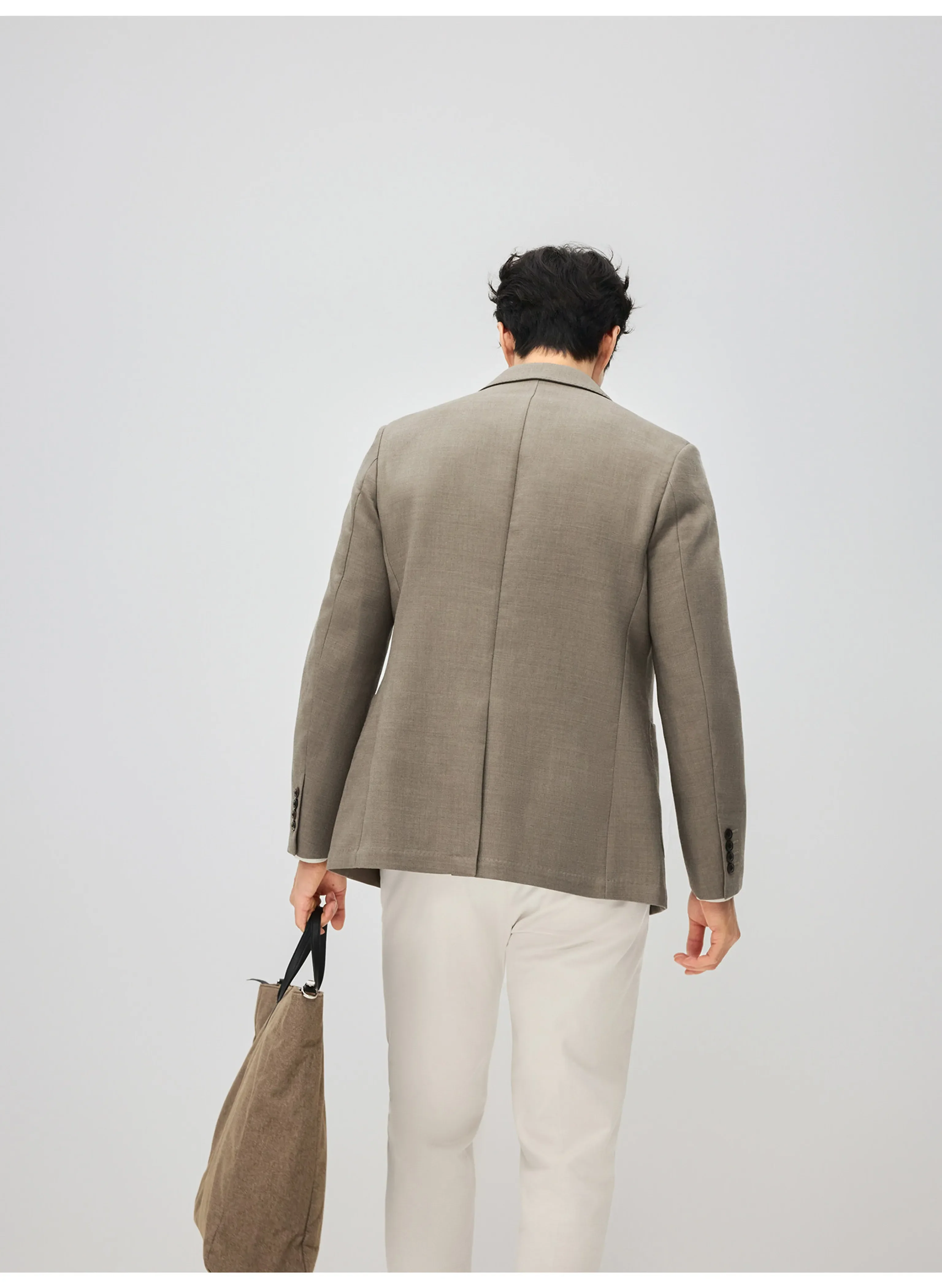 Taupe Merino Wool Blazer - Image 3