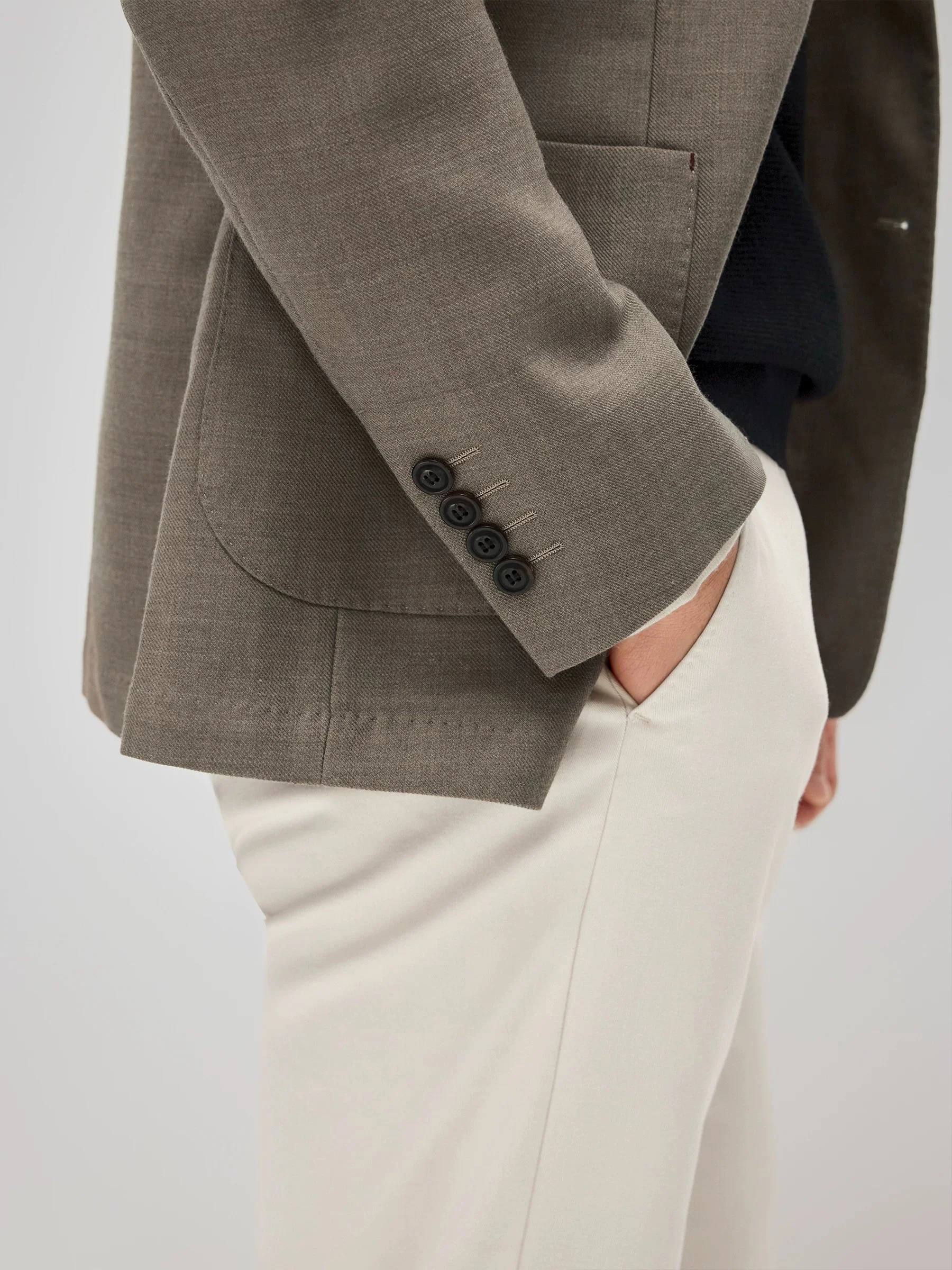 Taupe Merino Wool Blazer - Image 5