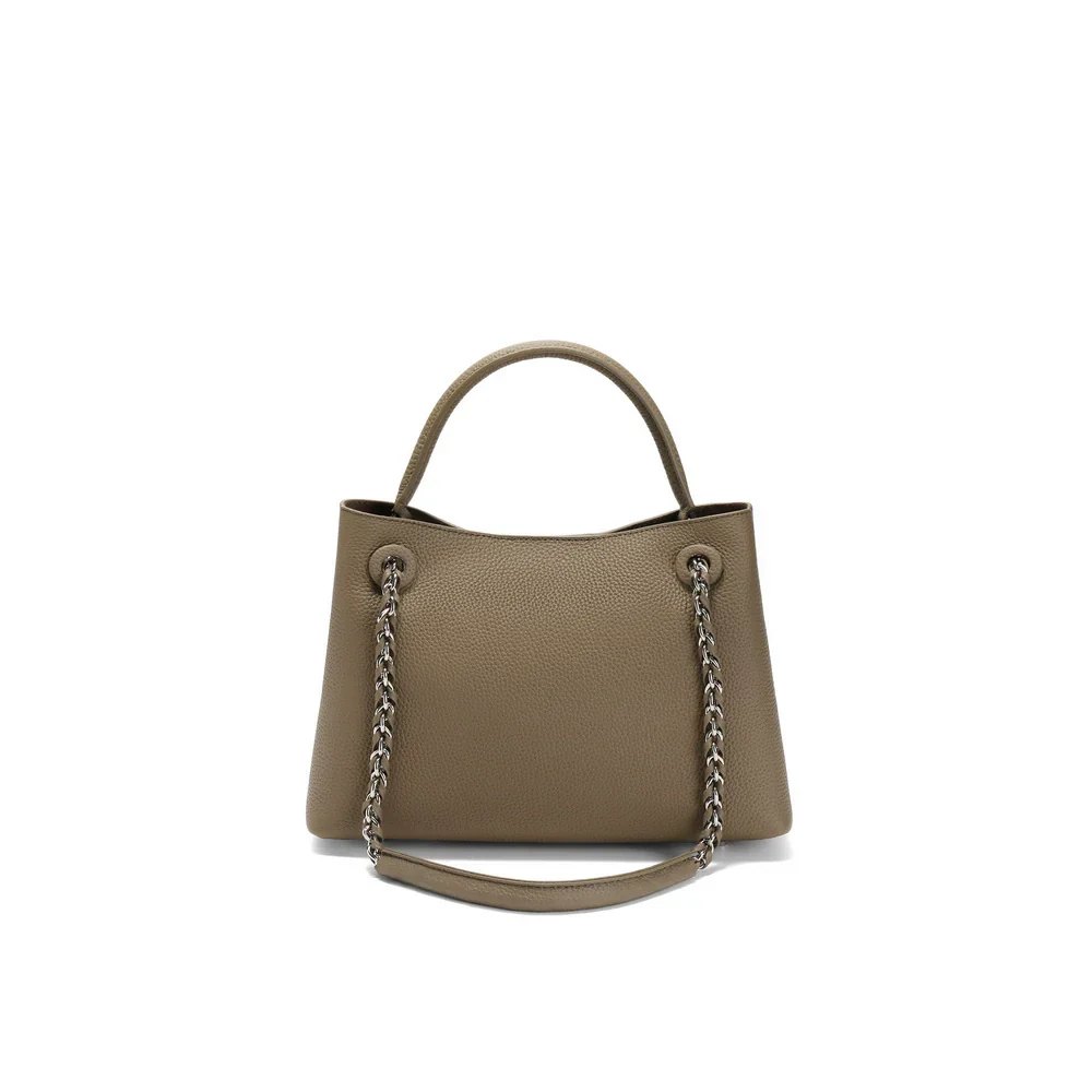 Taupe Pebbled Leather Tote - Image 4