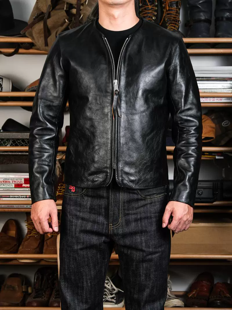 Tea-Core Horsehide Round-Neck Jacket - Image 2