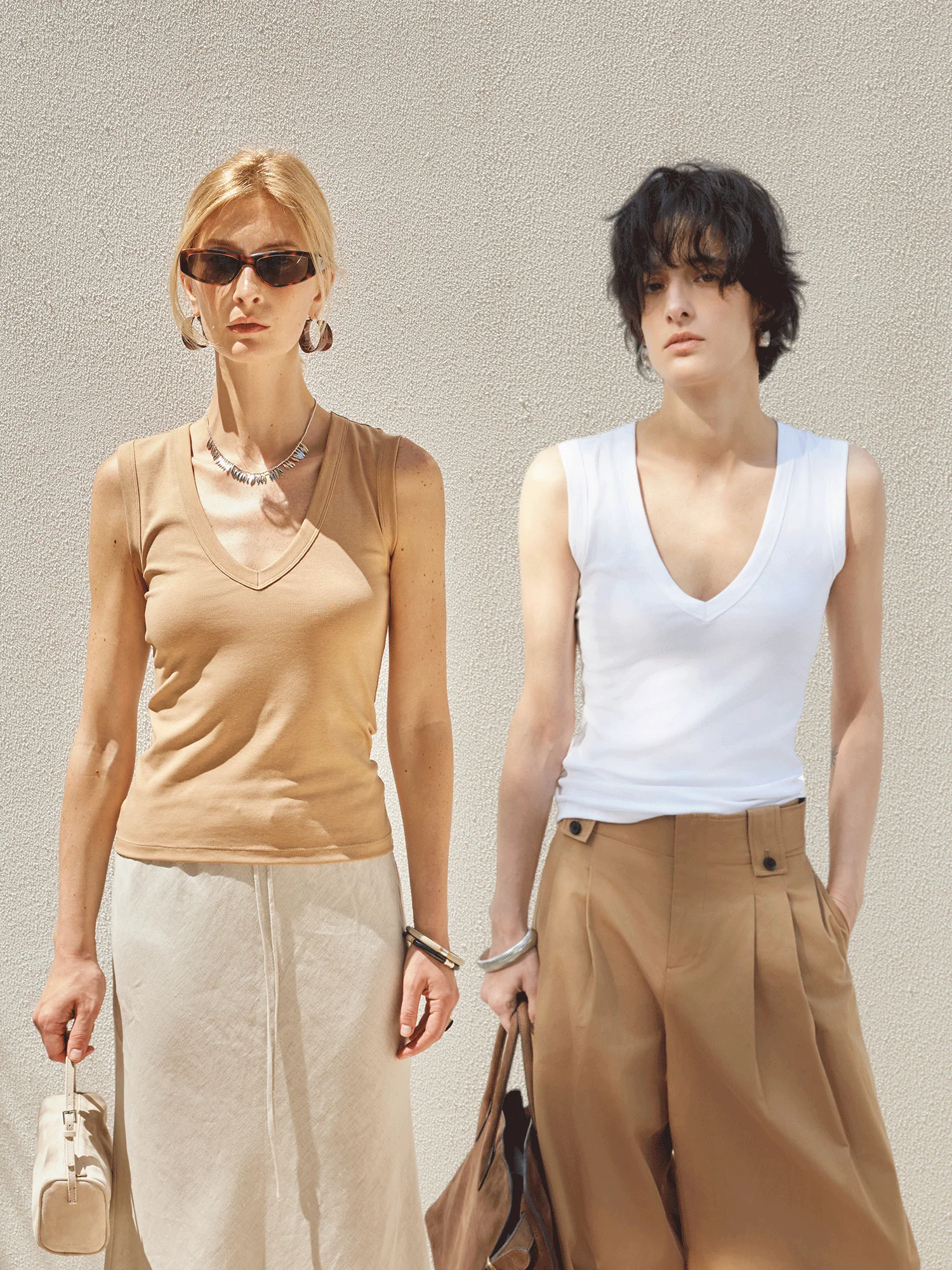 Tencel Deep V-Neck Top
