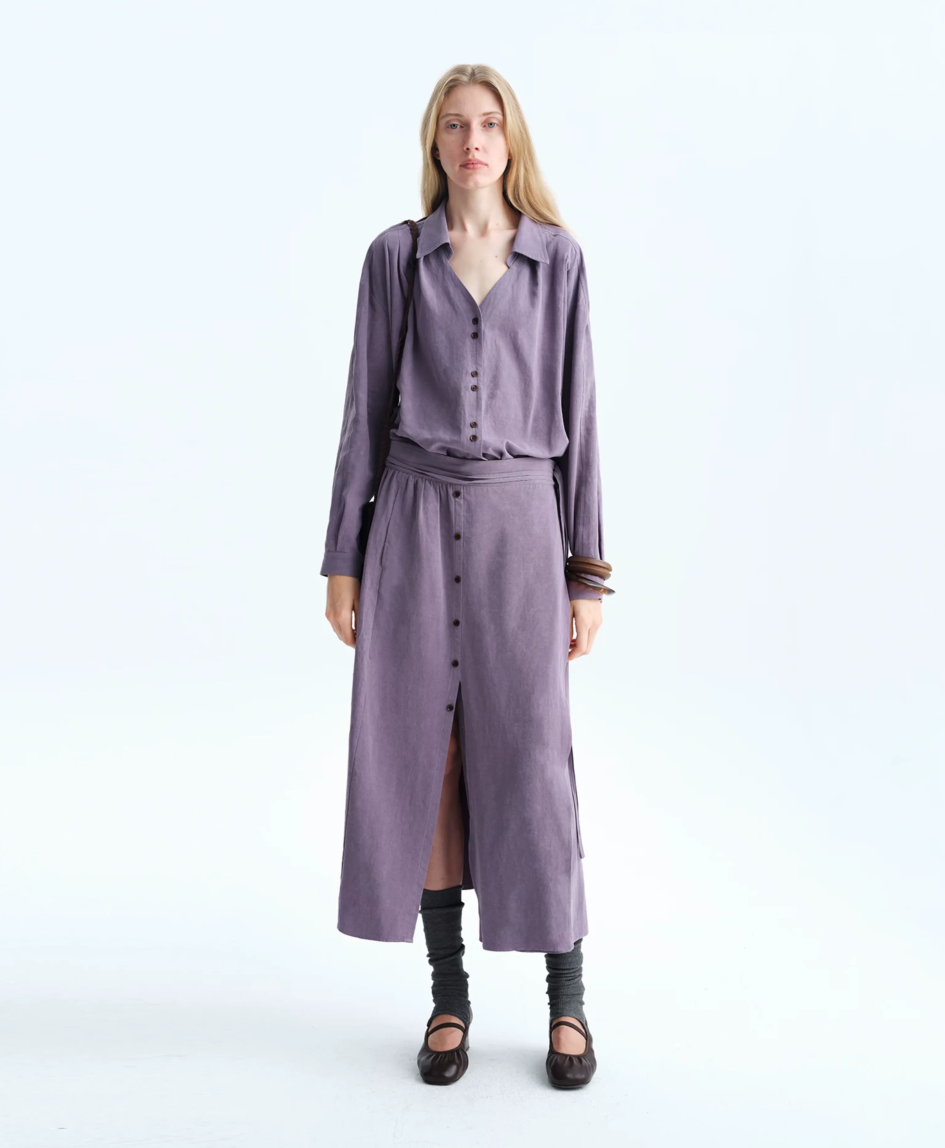 Tencel Linen Tie-Waist Shirt Dress - Image 6