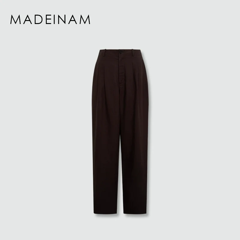Tencel Linen Wide-Leg Pleated Trousers - Image 5