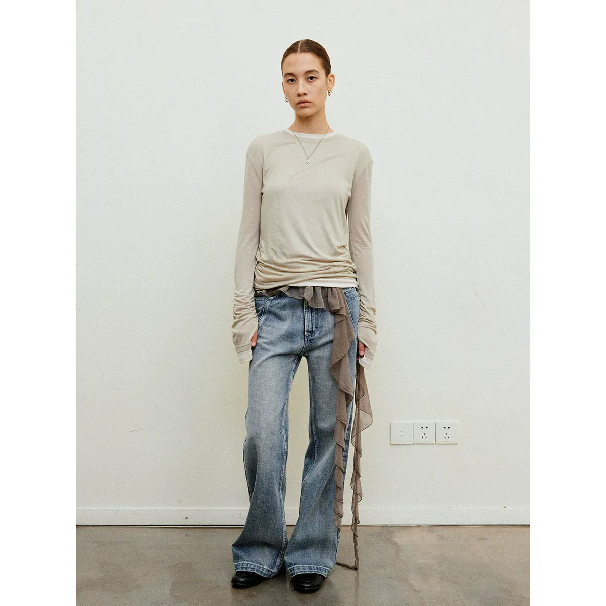 Tencel Lyocell Wool Long-Sleeved Knit Shirt