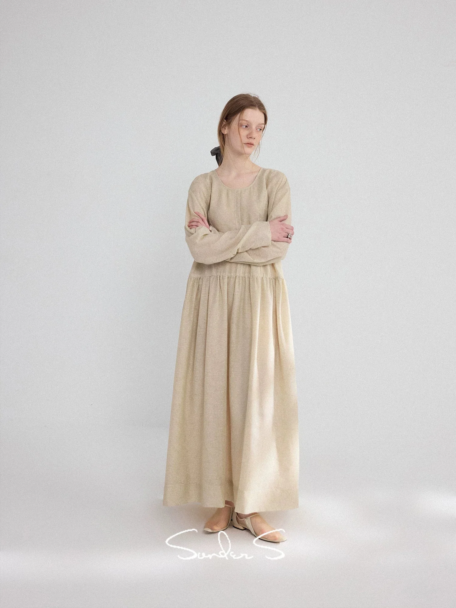Tencel Textured Drop-Waist Maxi Dress - Image 3