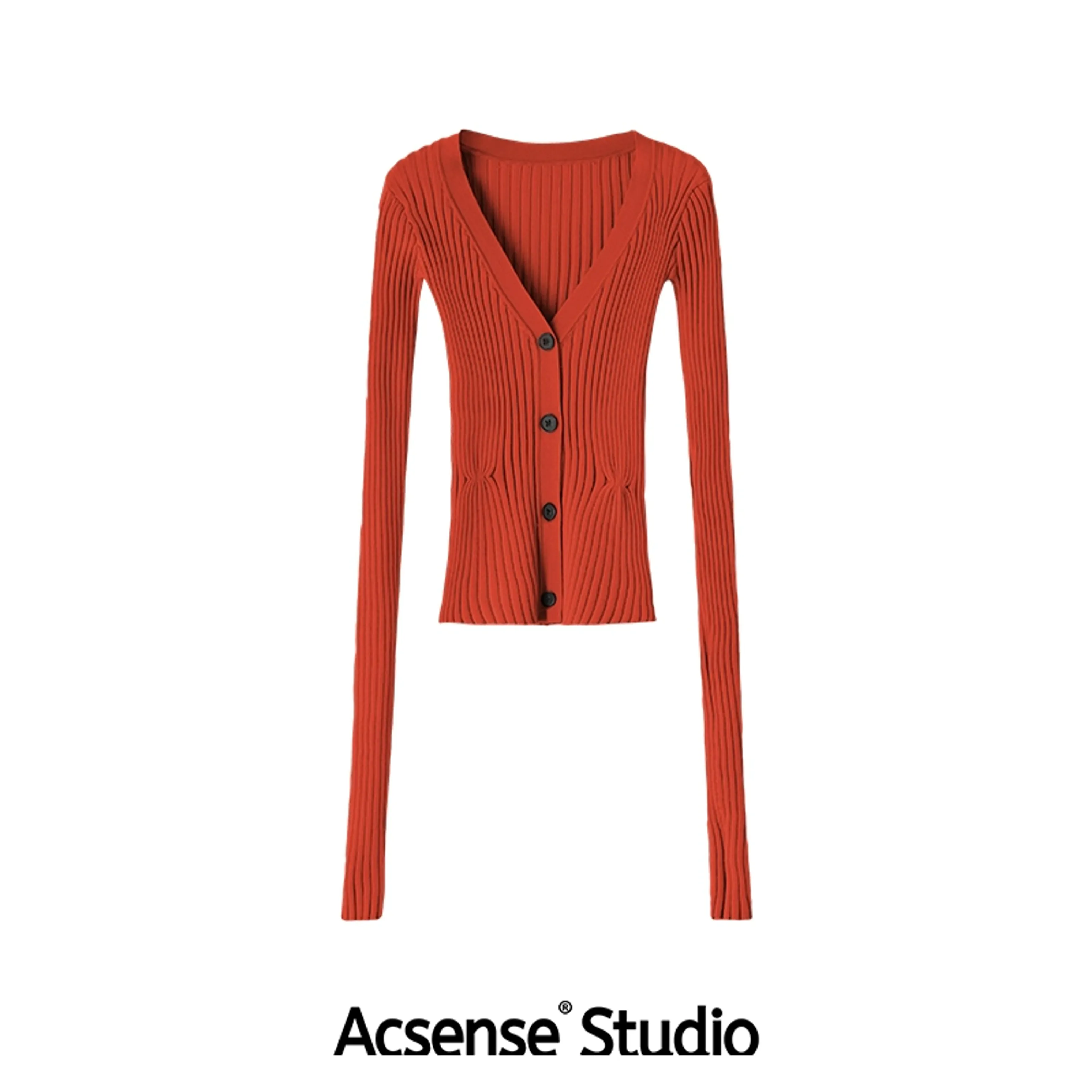 Tencel Two-Tone Rib V-Neck Cardigan - Image 6