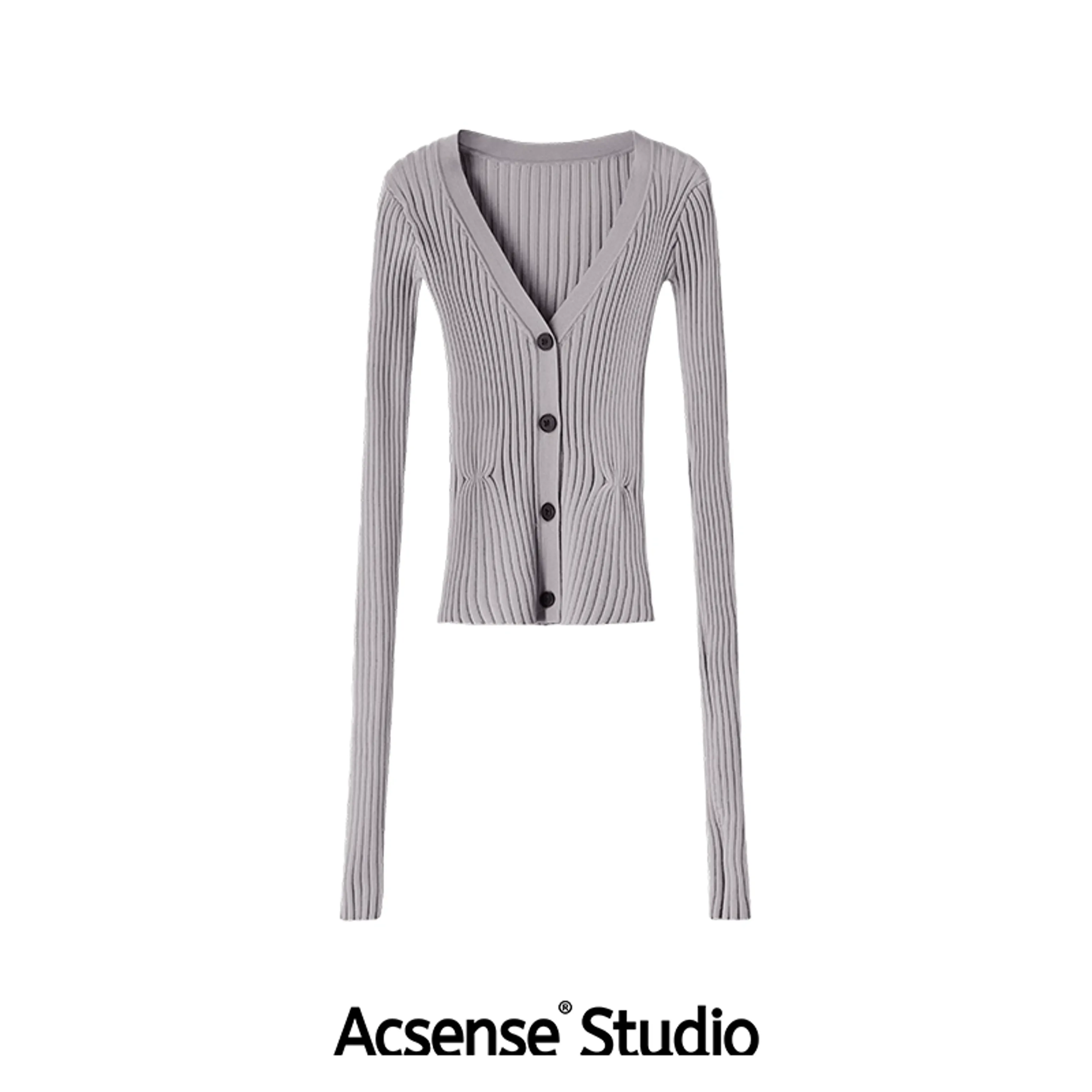 Tencel Two-Tone Rib V-Neck Cardigan - Image 8