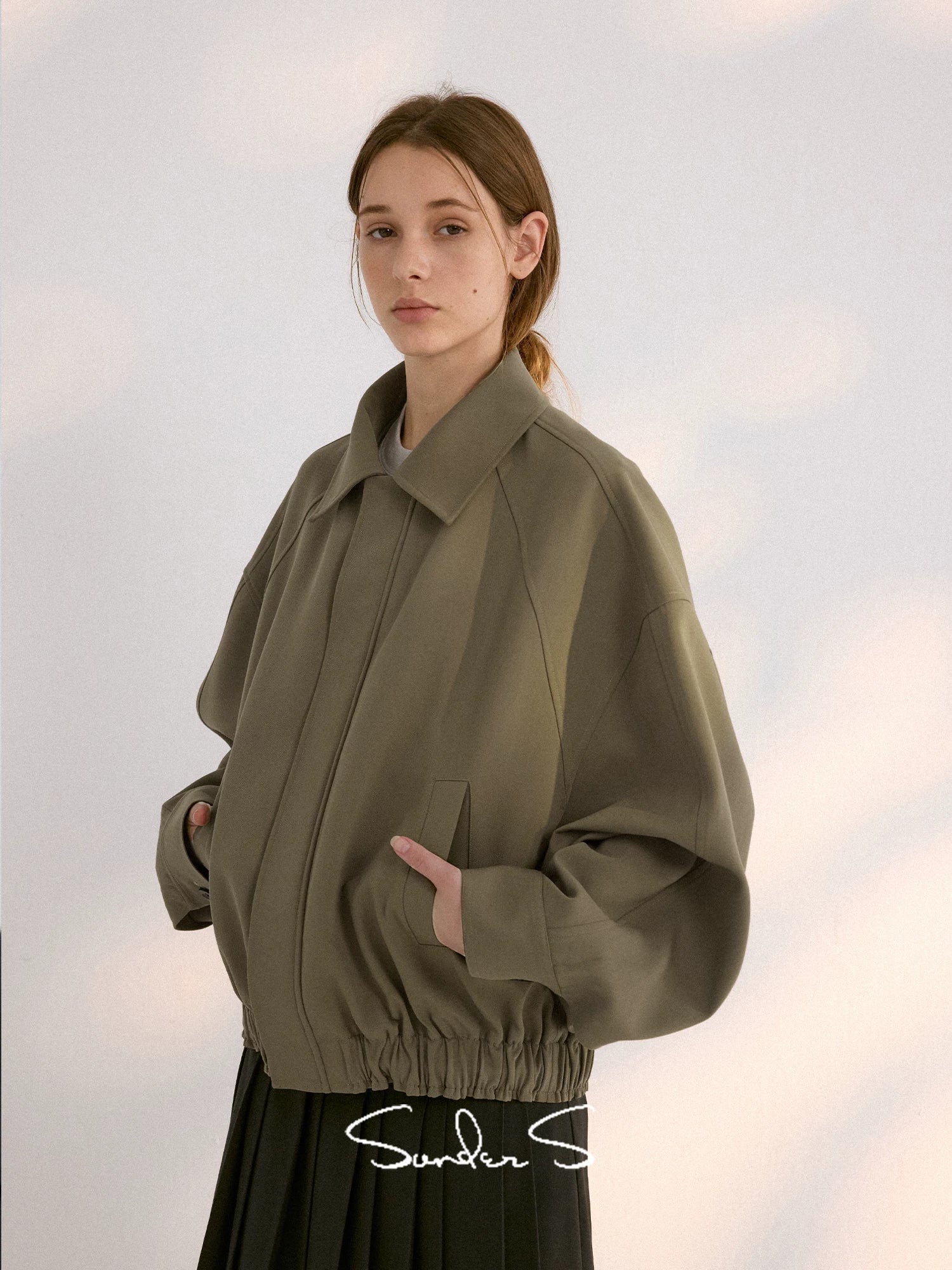 Tencel Wool Collared Flight Jacket - Image 5