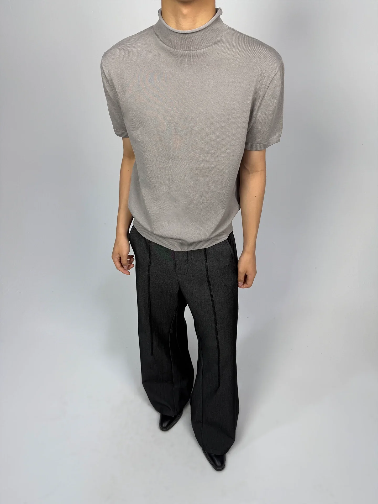 Tencel Wool Mock-Neck Knit Tee - Image 2