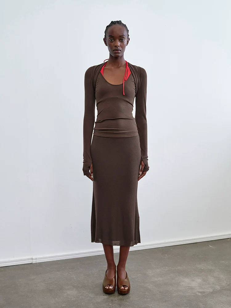 Tencel-Wool Slim Knit Shrug - Image 3