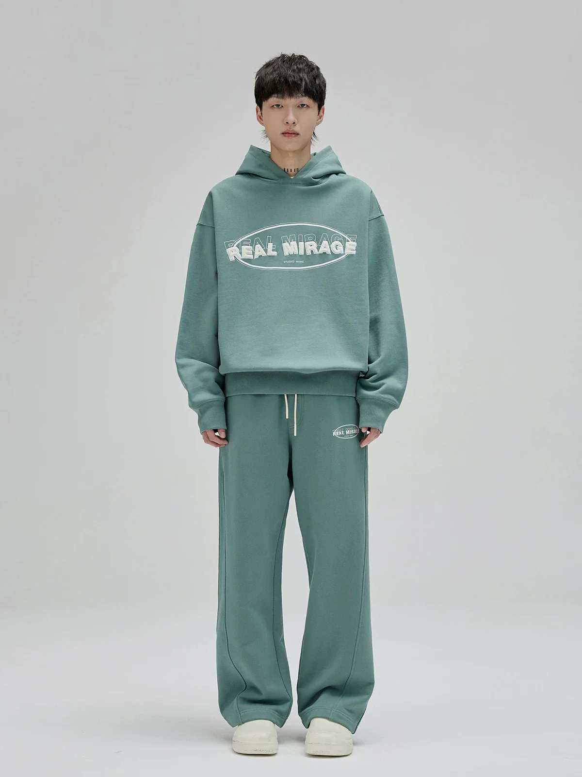 Terry Towel Embroidered Sweatshirt and Sweatpants Set - Image 9