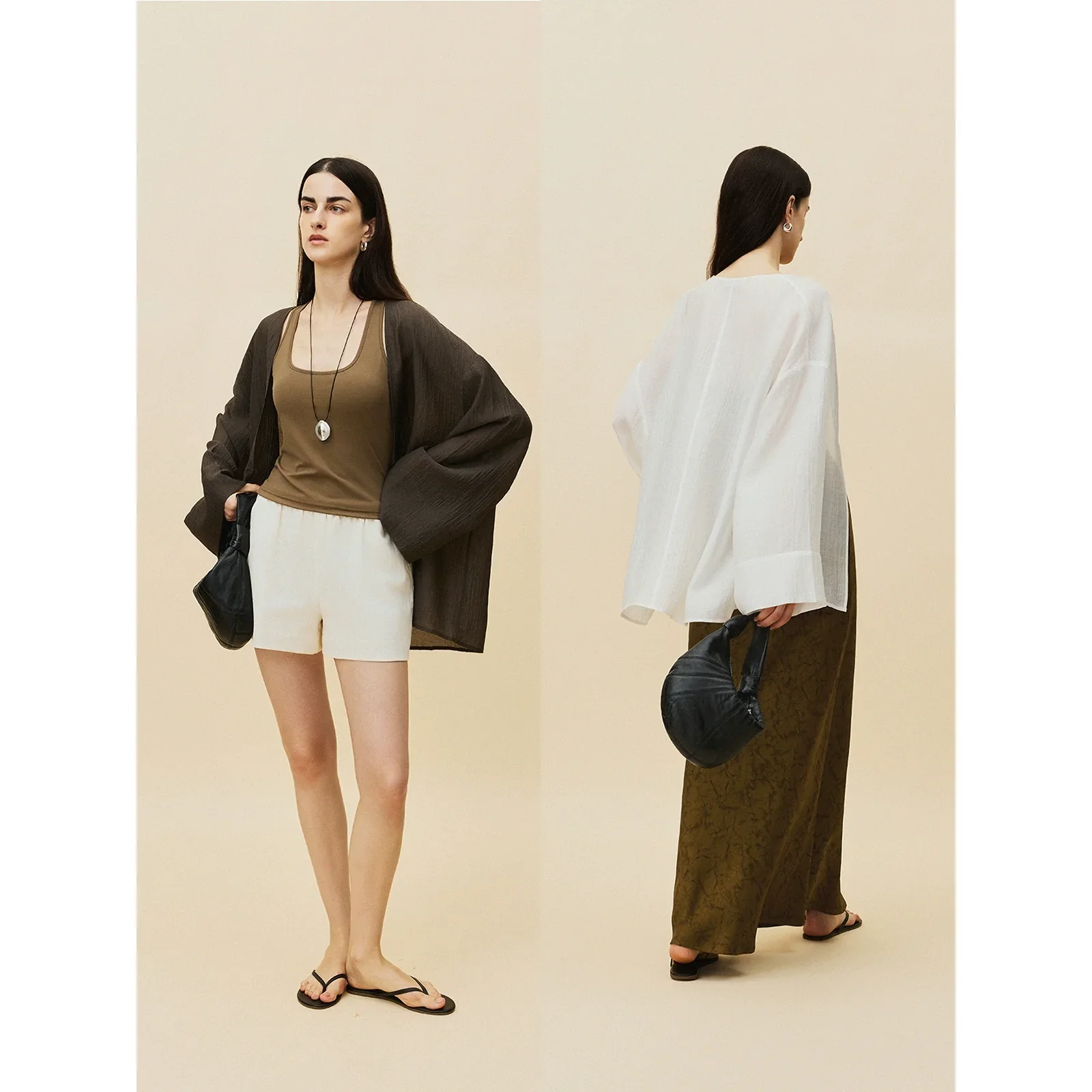 Textured Button Wide Sleeve Cardigan - Image 4