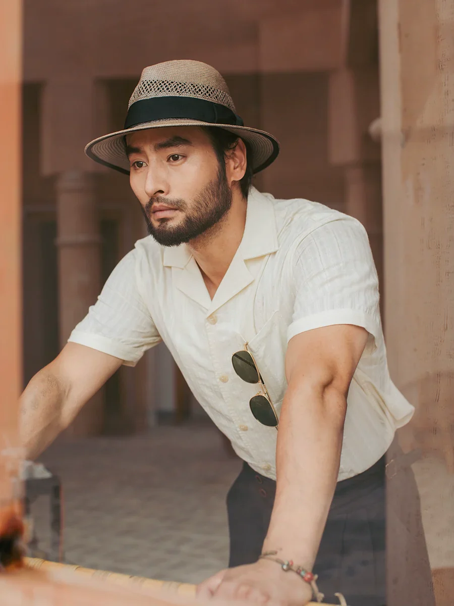 Textured Cotton Camp-Collar Shirt