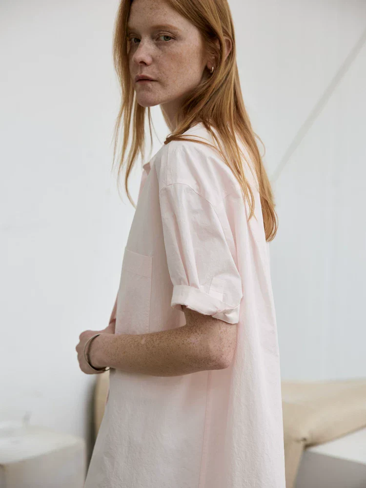 Textured Cotton Short-Sleeve Shirt Dress - Image 5