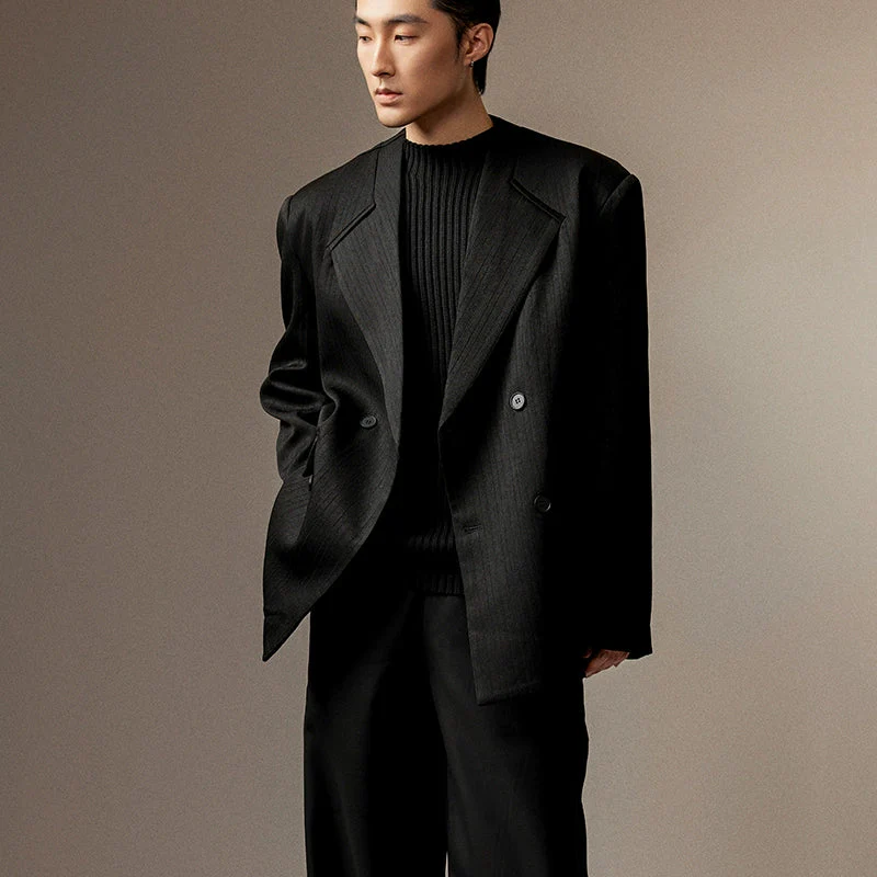 Textured Double-Breasted Blazer - Image 3