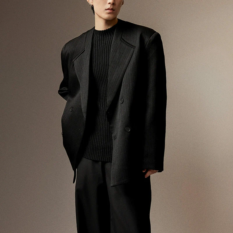 Textured Double-Breasted Blazer - Image 4