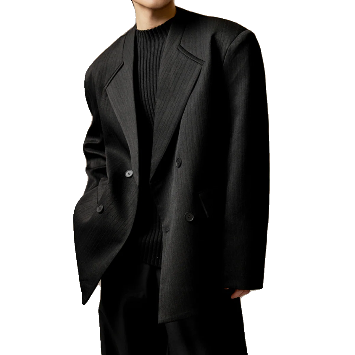Textured Double-Breasted Blazer - Image 5