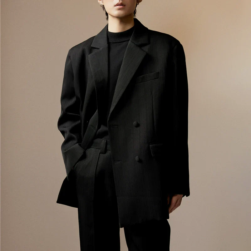 Textured Double-Breasted Blazer - Image 2
