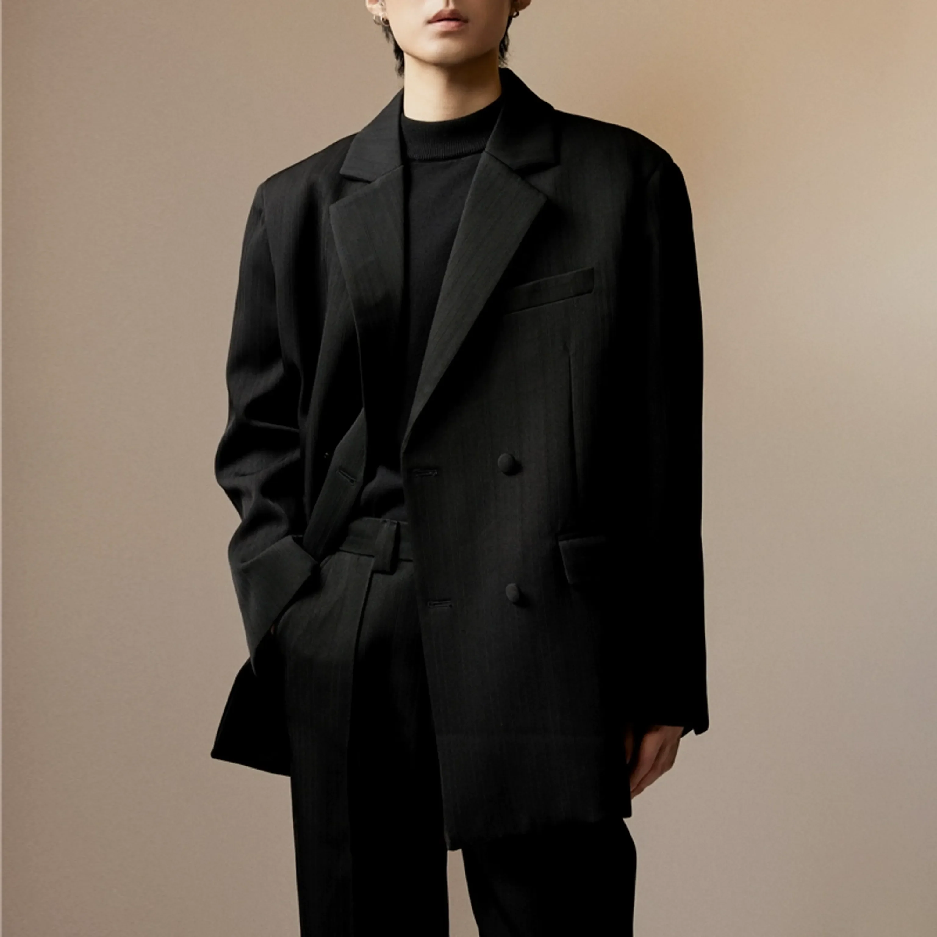 Textured Double-Breasted Blazer - Image 6
