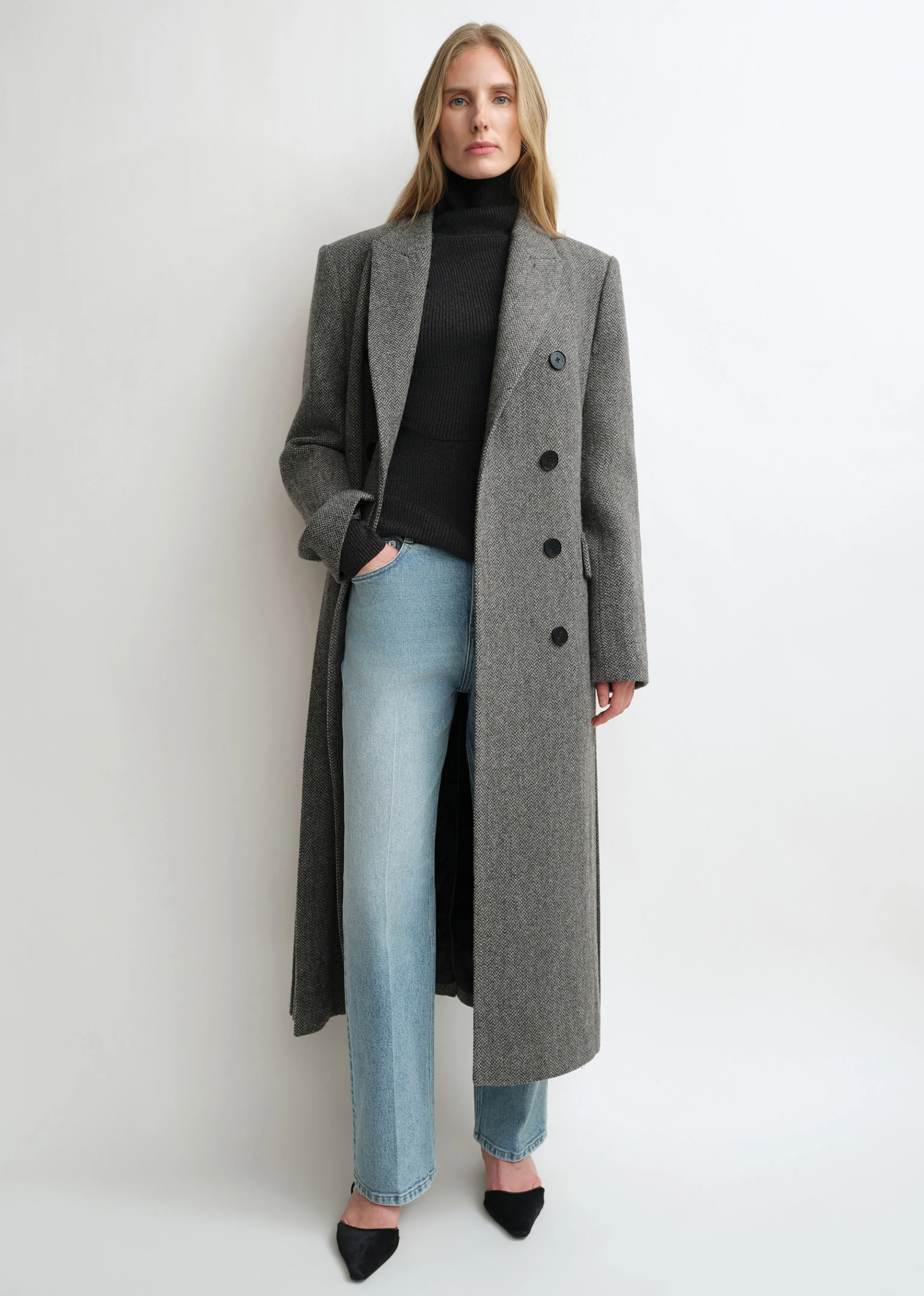Textured Double-Breasted Coat - Image 3