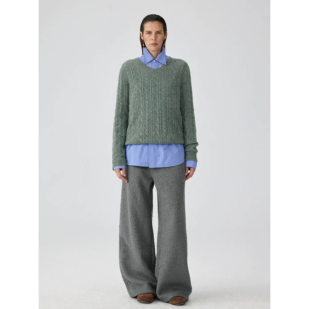 Textured Fleece Wide-Leg Pants - Image 2